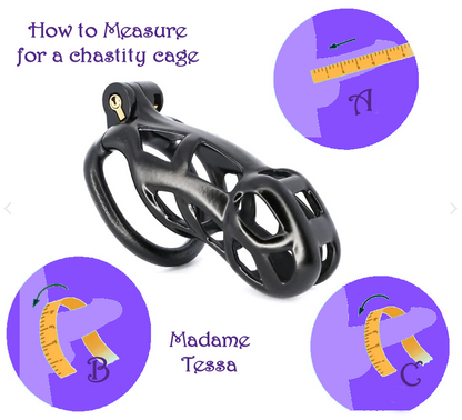Custom 3D Printed Male Chastity Cage - Black